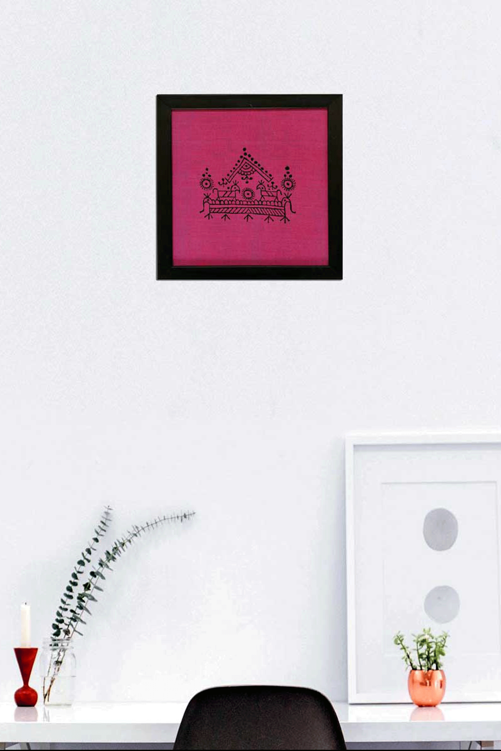 Wall Hanging Hand Block Printed Frame with Tribal Motif SKU-AS90003 - Bhartiya Shilp
