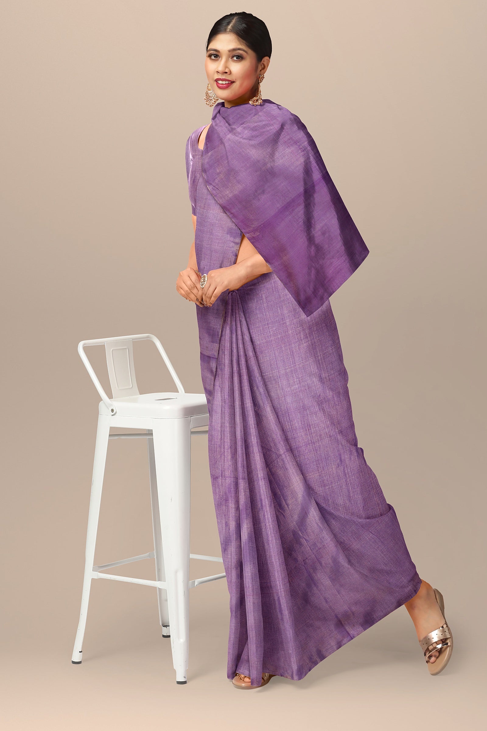 Handwoven Purple Sausar Tissue Silk Saree SKU - BS10020 - Bhartiya Shilp